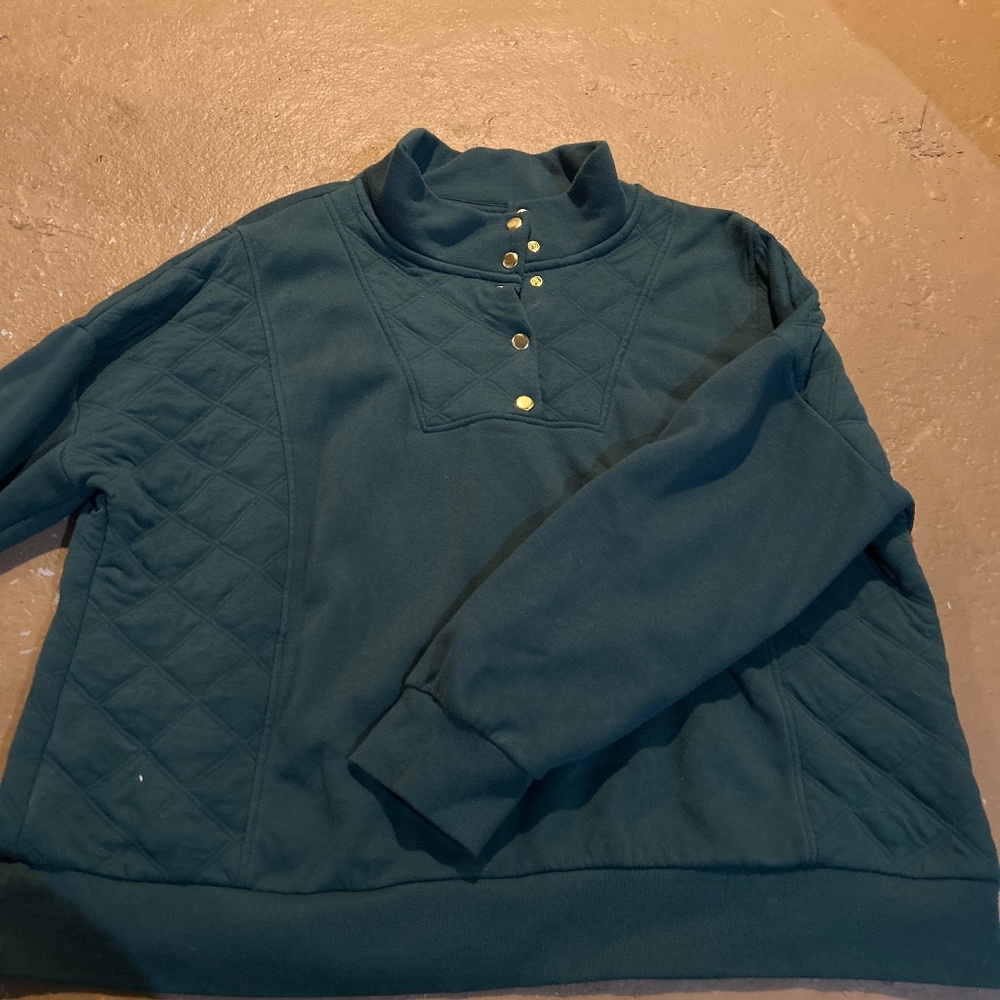 Sanoma Green Quarter Buttom Sweatshirt